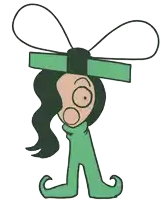 a cartoon drawing of a girl with a bow on her head