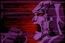 a cartoon character is screaming in front of a purple background