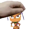 a cartoon character is wearing a hat and a purple scarf .