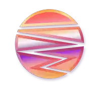 a pink and purple circle with a white letter z in the center