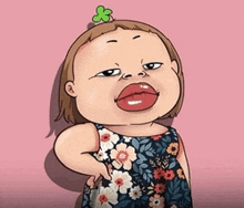 a cartoon of a girl with a flower on her head