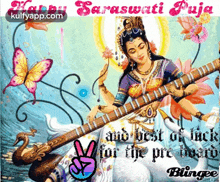 happy saraswati puja goddess saraswati bless you kulfy telugu
