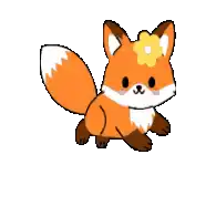 a pixel art drawing of a fox with a yellow flower on its head .