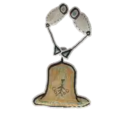 a drawing of a broken bell with a few pieces of metal coming out of it