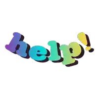 a colorful graphic that says help on a white background