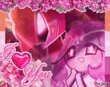 a picture of a cartoon character with the words i love you on the bottom