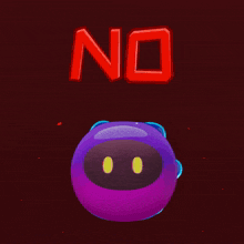 a purple object with the word no on it