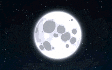 a cartoon drawing of a full moon with a worm in the background
