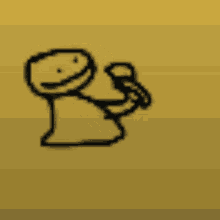 a pixel art drawing of a person holding a microphone .