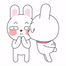 white rabbit shy red cheeks kissing