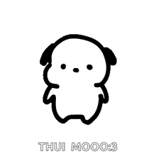 a cartoon ghost with a pink paw and the words thui mooo : 3 written below it .