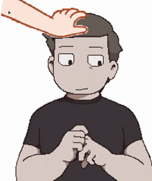 a pixel art drawing of a man with a hand on his head