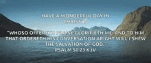 a bible verse from psalm 50:23 kjv is displayed