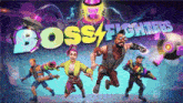 a poster for boss fighters with a bunch of characters
