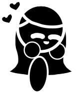 a black and white silhouette of a woman with hearts flying around her head .