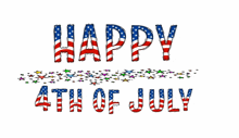 happy 4th of july written in red white and blue