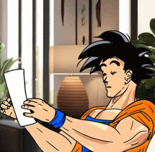 a cartoon of a man holding a piece of paper with his eyes closed