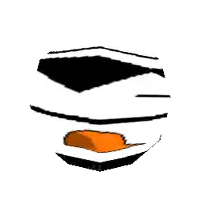 a cartoon drawing of a person 's face with a black eye and a orange mouth .
