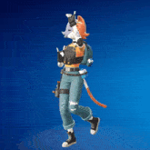 a cartoon character with a cat 's head and a backpack
