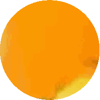 an orange circle with a white background and a blurred image of a person 's face