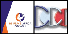a logo for the be peace africa podcast with a dove