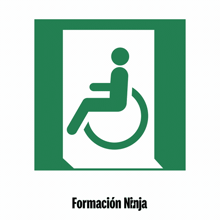 a green sign with a person in a wheelchair and the words formacion ninja