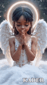 a little girl with angel wings and the name kader