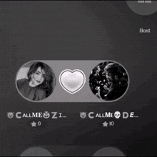 a screen shows a woman and a man with the words call me on the bottom