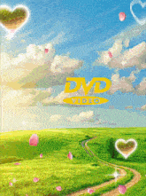 a picture of a field with hearts and a dvd video logo