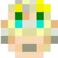 it looks like a pixel art of a person 's face with a crown on it .
