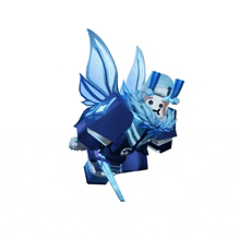 a cartoon character with wings and a sword on a white background .