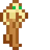 a pixel art image of a snake with green eyes