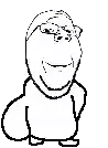 a black and white drawing of a cartoon character with glasses and a hat .