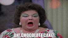 Yum Chocolate Cake GIF - Yum Chocolate Cake Big Lady GIFs