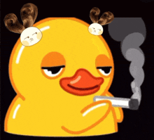 a cartoon duck smoking a cigarette with smoke coming out of its mouth
