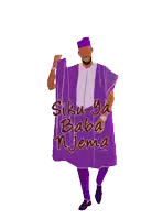 a cartoon of a man in a purple robe with the words siku ya baba njema written on it