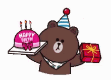Happy Birthday Brown And Cony GIF - Happy Birthday Brown And Cony Brown Bear GIFs
