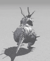 a 3d model of a monster with horns and a skeleton on its back