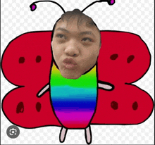 a drawing of a person 's face in the shape of a butterfly .