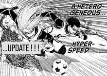 a black and white drawing of a soccer player and a cheetah with the words " update !!! " above them