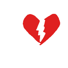a pixel art drawing of a broken heart with a lightning bolt in the middle