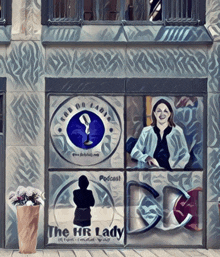 a painting of a woman in a window with the words the hr lady podcast