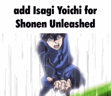 a picture of a shonen unleashed character with a blue shirt on