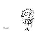 a black and white drawing of a cartoon character with an angry face