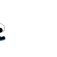 a cartoon drawing of a cloud in a black and blue suit .