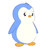 a blue and white penguin with a yellow beak