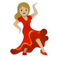 a woman in a red dress is dancing