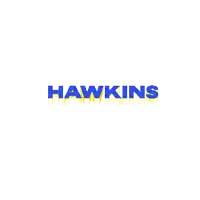 a blue and yellow logo that says hawkins on it