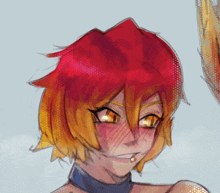 a drawing of a girl with red hair and yellow hair
