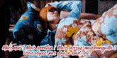 a woman with red hair is laying on a couch with flowers on her blankets